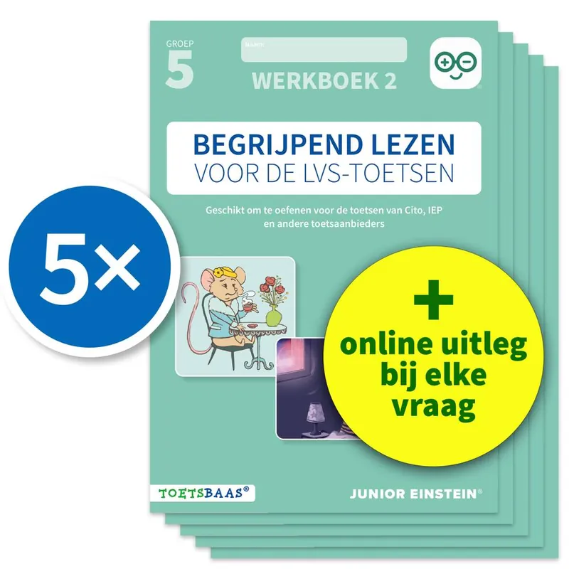 Premium Begrijpend lezen voor de LVS-toetsen - Groep 5 - Werkboek 2 + Online video-uitleg (set van 5) / Druk 1