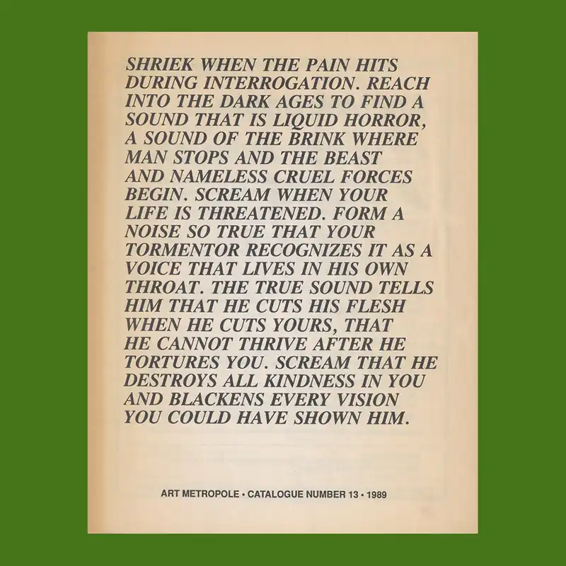 Lage Kosten Art Metropole Catalogue number 13, 1989: Artist Project Jenny Holzer