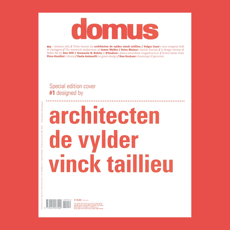 Domus 954, January 2012: Special edition cover #1 designed by architecten De Vylder Vinck Taillieu Gratis Retour