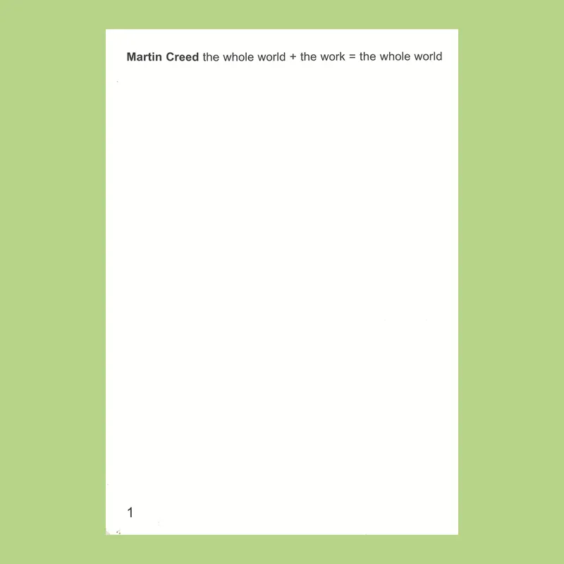Martin Creed : The Whole World + The Work = The Whole World (1996) Meest Verkocht