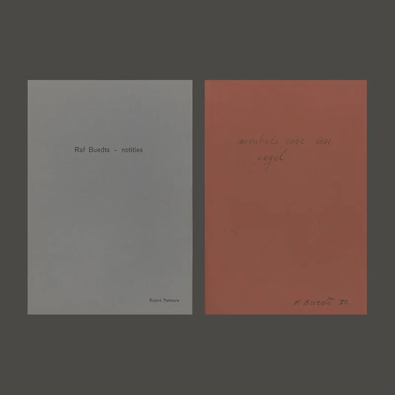 Raphaël (Raf) Buedts: Notities & meubels voor een vogel, 1985 (Signed and numbered 54/250 with 2 drawings, edition 11 copies) Shop Nu