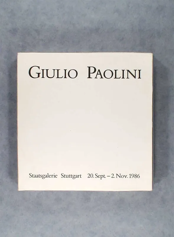 Giulio Paolini. 4 Volumes Stuttgart 1986 Uitverkoop