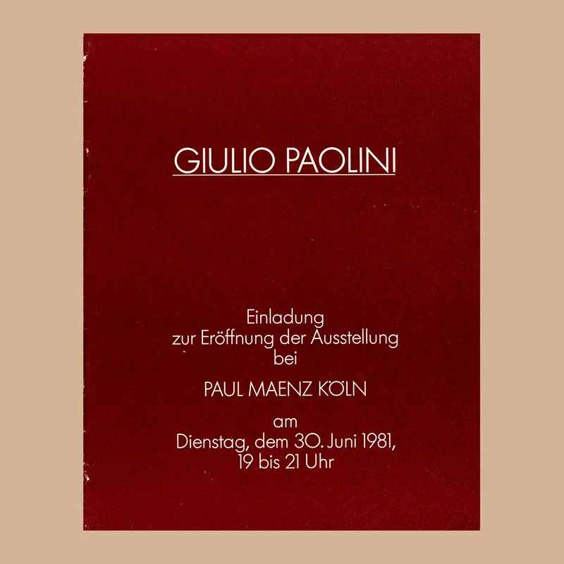 Giulio Paolini: Einladung zur Eröffnung der Ausfstellung bei Paul Maenz Köln 1981 Speciale Aanbieding