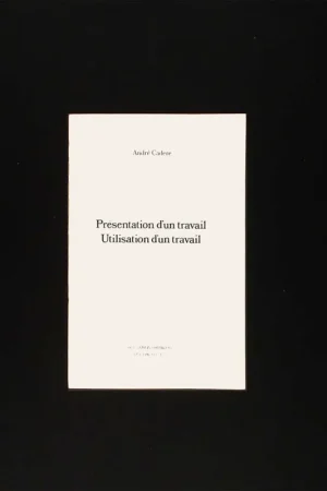 André Cadere: Présentation d'un travail, Utilisation d'un travail (1975) Nieuw