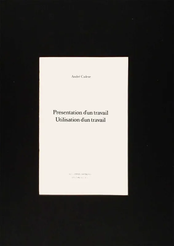 André Cadere: Présentation d'un travail, Utilisation d'un travail (1975) Nieuw