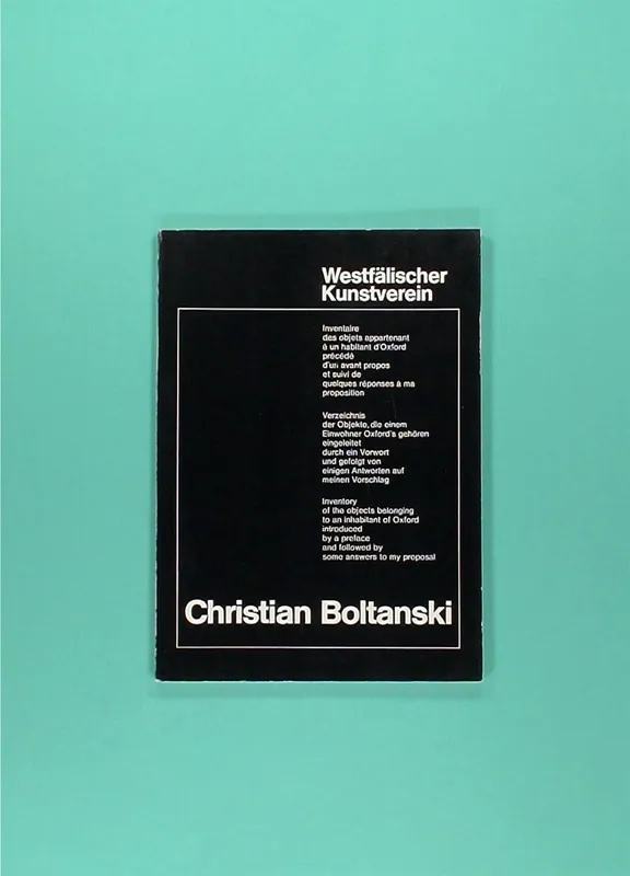Christian Boltanski. Inventaire des objets appartenant à un habitant d'Oxford. Münster, 1973 Lage Prijs
